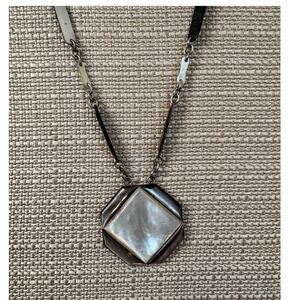 Vintage Geometric Mother of Pearl (?) Pendant Necklace